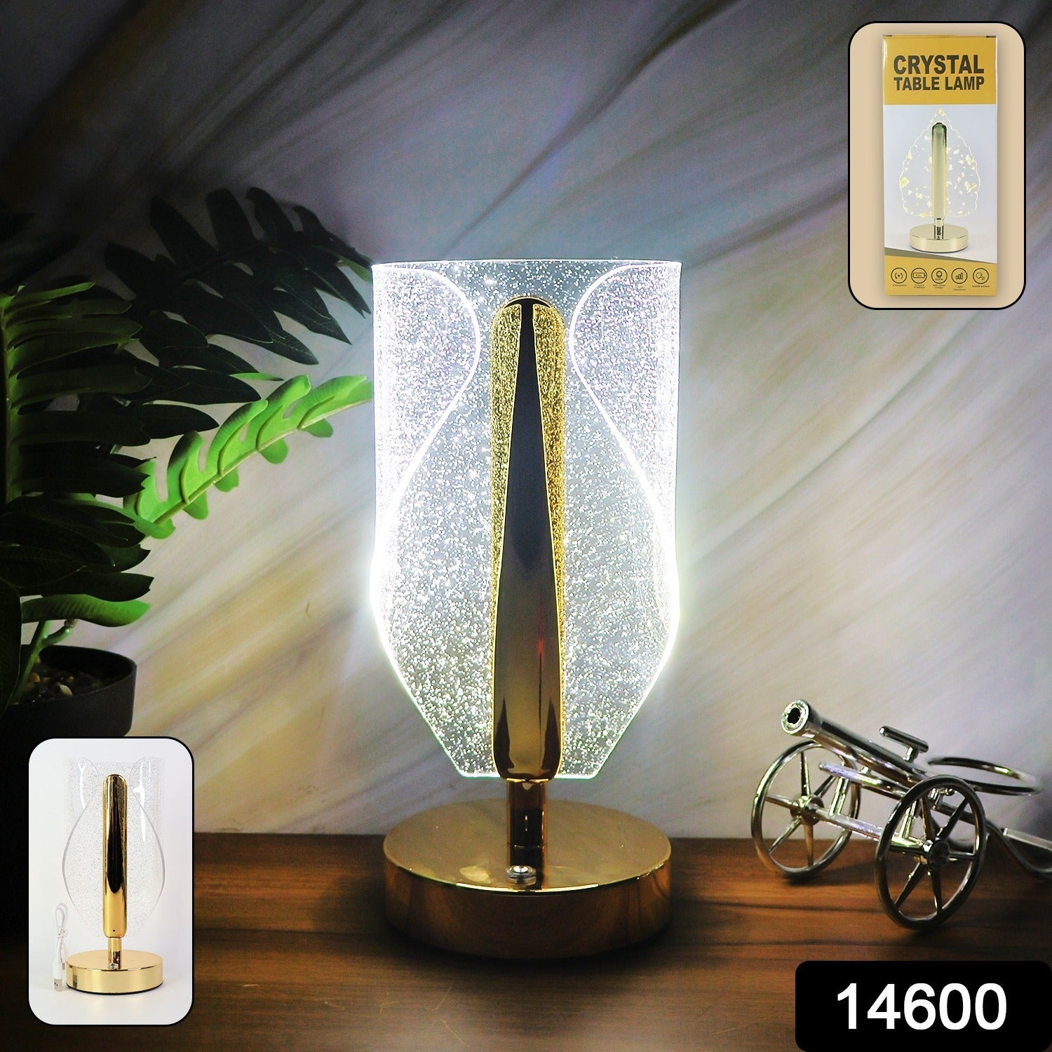 Luxury Crystal Table Lamp with USB Charging (1 Pc) Luxury Crystal Table Lamp with USB Charging (1 Pc)